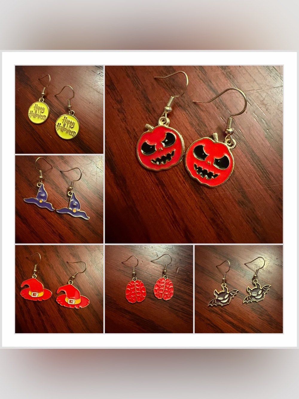 🧨Multi🧨Halloween Dangle Earrings HAT/RED PUMPKIN (3/$15)